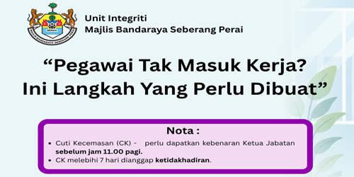integriti ketidakhadir langkah